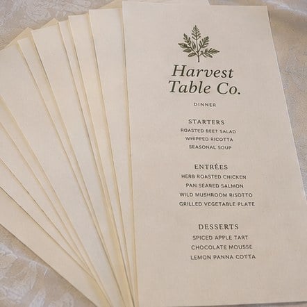 Customized menus for caterers and event venues
