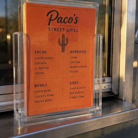 Customized menus for food trucks