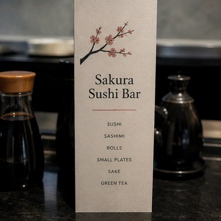 Waterproof bar menus on an outdoor table